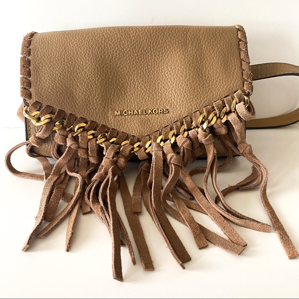 Michael Kors Leather & Suede Fringe Fanny Pack